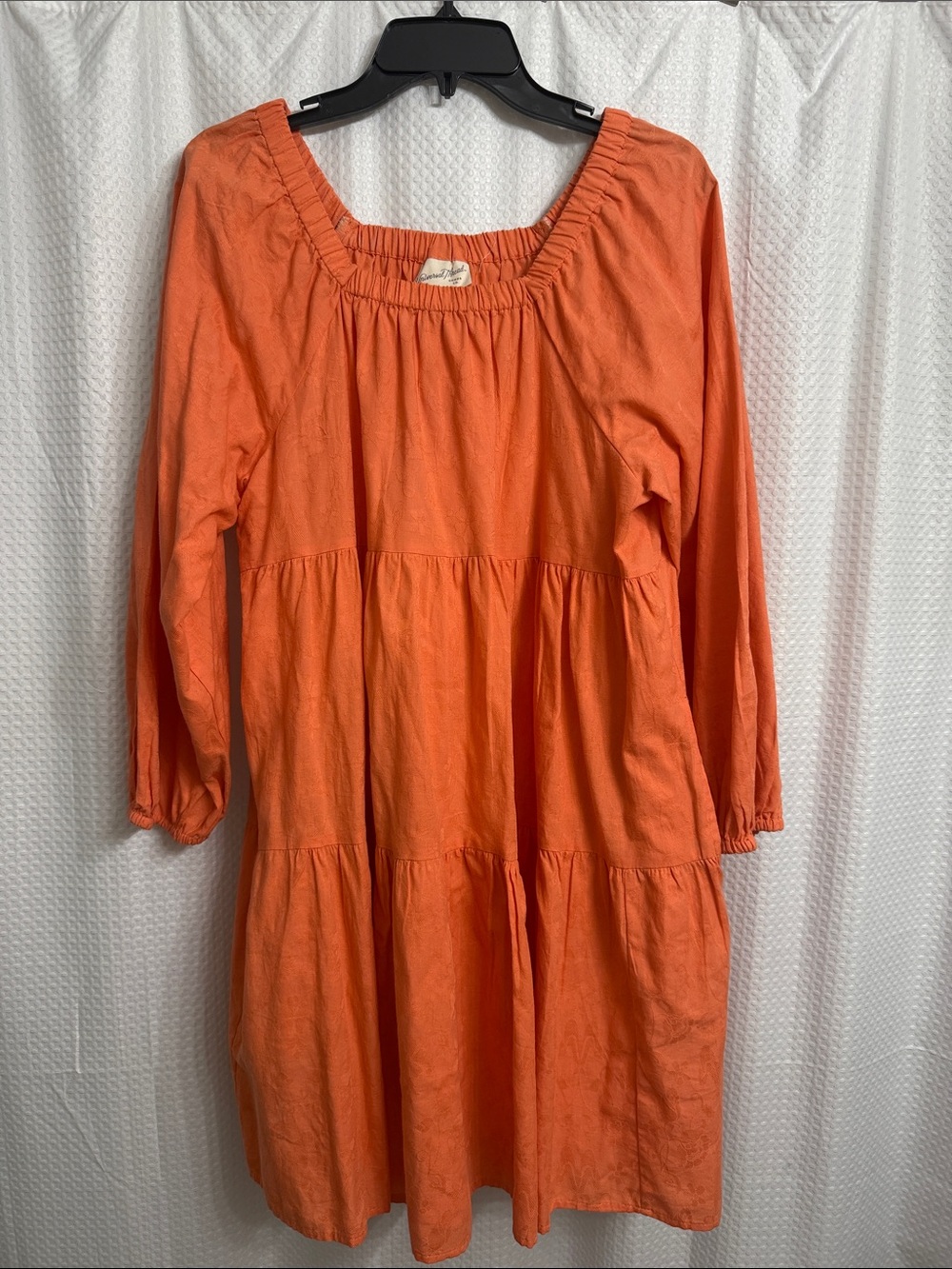 Universal Thread Orange Tiered Long-Sleeve Mini Dress